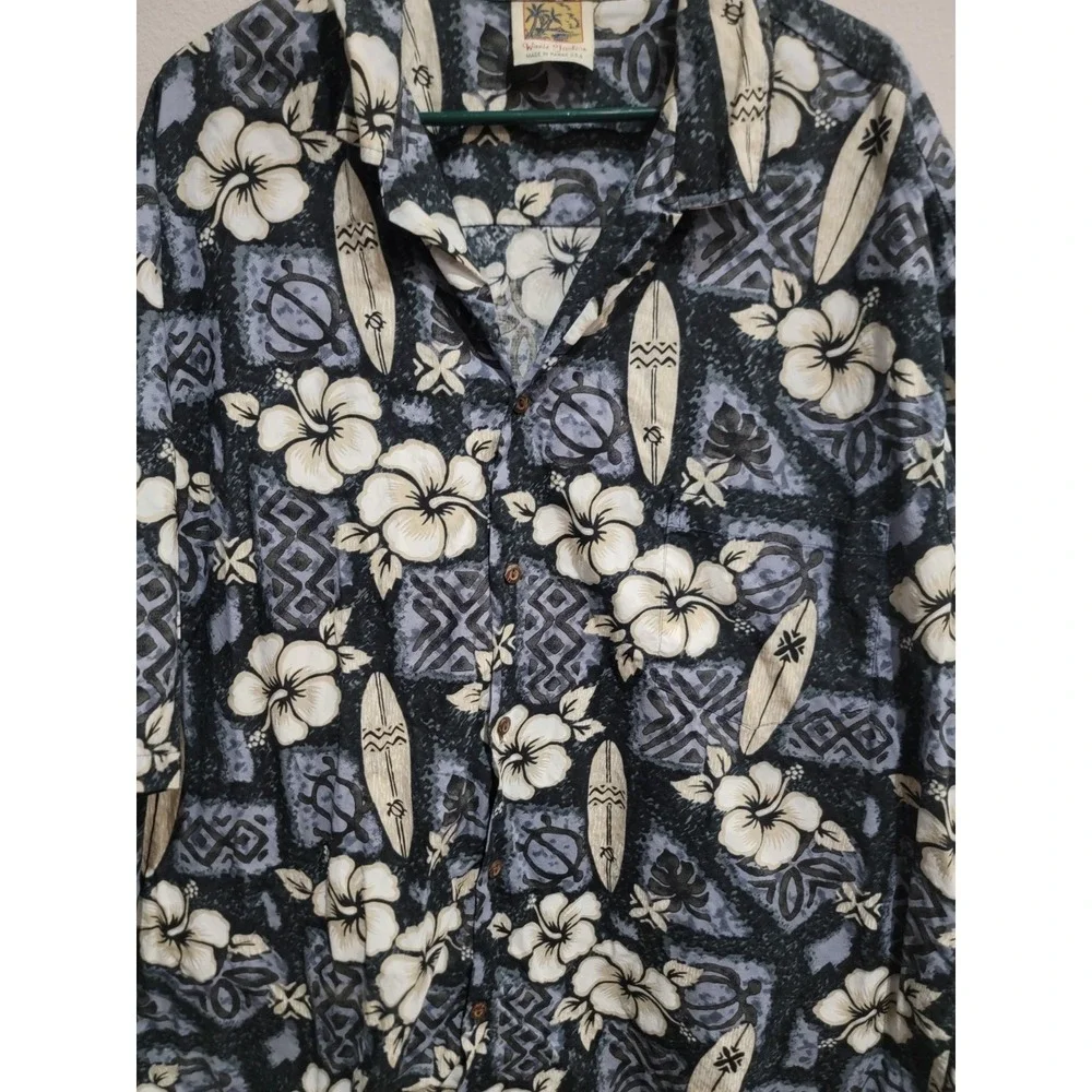 Winnie Fashion made in Hawaii mens‎ Blue button up casual shirt size 4XL
